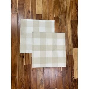 NWOT Set of 2 throw pillow covers w/zipper close in cream & tan plaid Sz 20x20”